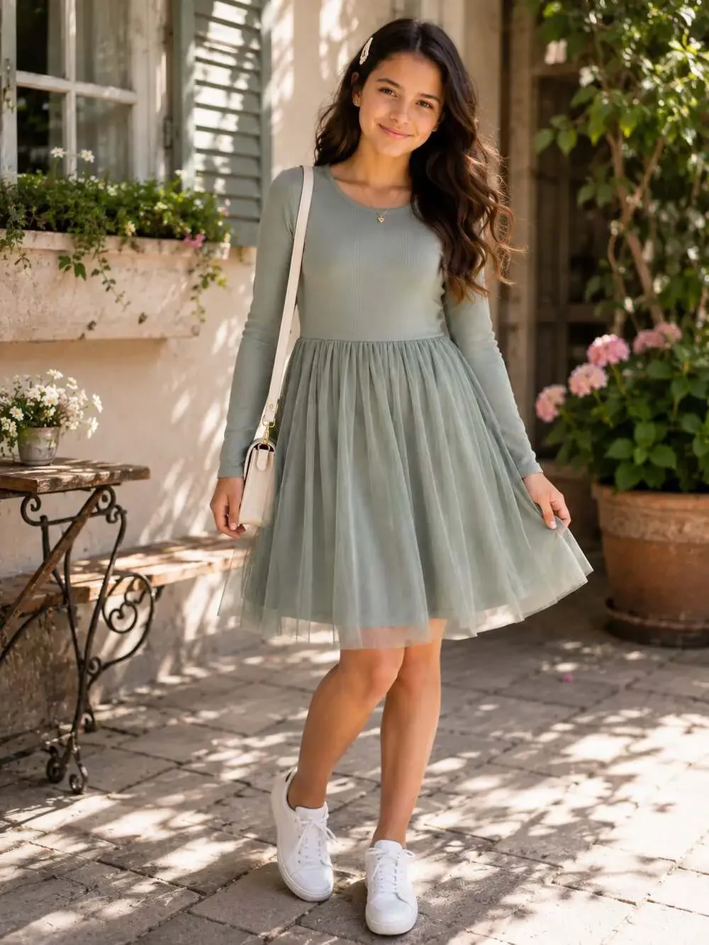 Carter’s Girls Sage Green Ribbed Tulle Dress Size 14/14A